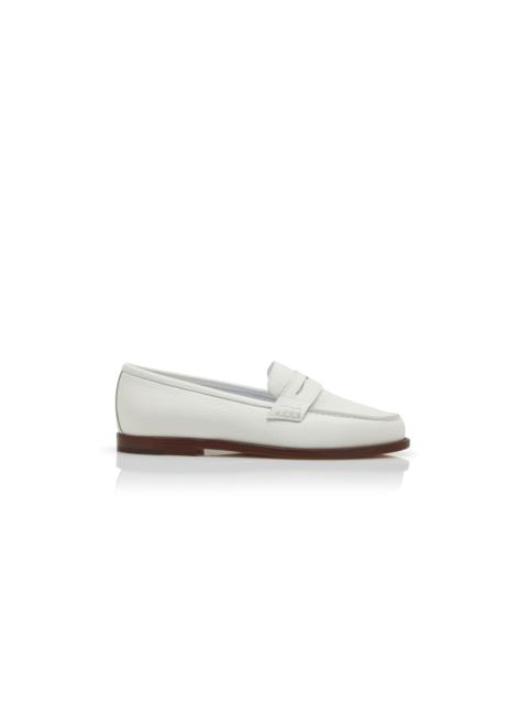 Manolo Blahnik White Calf Leather Penny Loafers