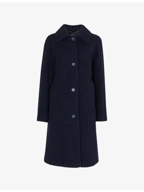 WHISTLES Romy collared boucle wool-blend coat