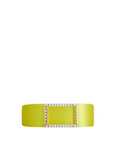 Yellow Très Vivier Shaped Strass Buckle Belt in Satin