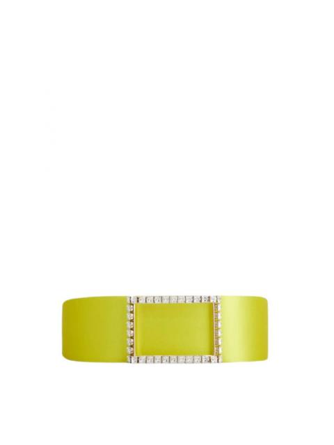 Roger Vivier Yellow Très Vivier Shaped Strass Buckle Belt in Satin