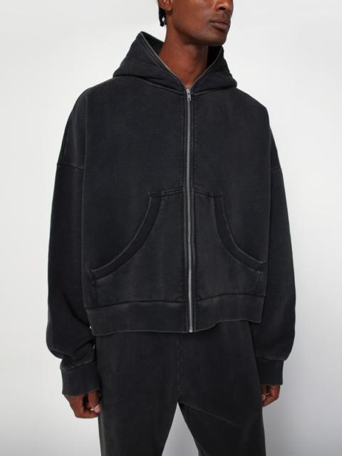 Washed black hooded cotton sweatshirt