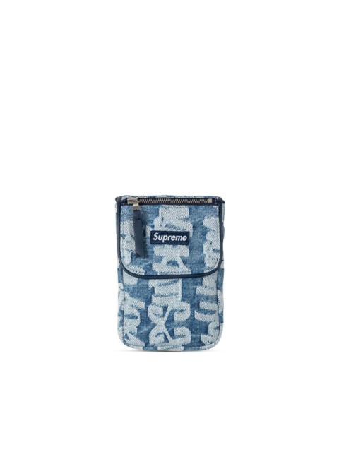 Supreme logo-jacquard denim neck pouch