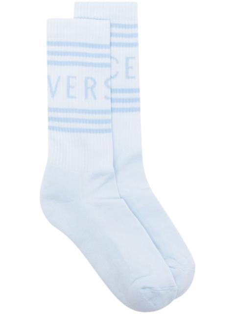 VERSACE 90s Vintage-logo ribbed socks