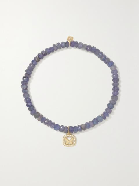 SYDNEY EVAN Butterfly 14-karat gold, tanzanite and diamond bracelet Gold