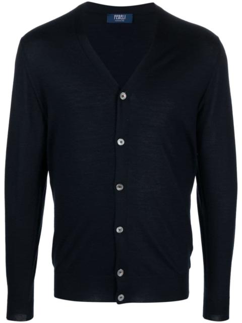FEDELI V-neck buttoned cardigan