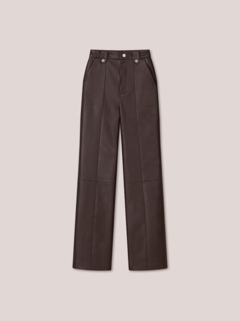 Nanushka ZELDA - Straight leg regenerated leather cargo style trousers - Dark brown