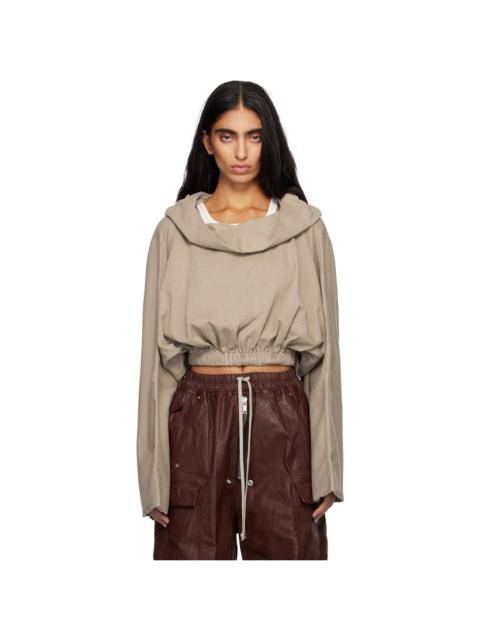 Rick Owens DRKSHDW Taupe Concordians Cropped Tunic Hoodie