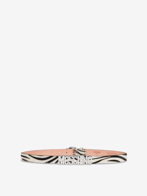 Moschino ZEBRA LETTERING CALFSKIN BELT