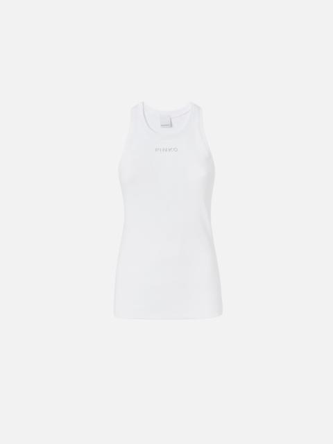PINKO RIBBED CAMISOLE TOP WITH LOGO