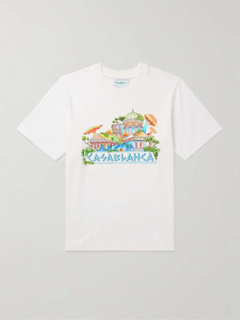 CASABLANCA The Road To Knowledge Logo-Print Organic Cotton-Jersey T-Shirt