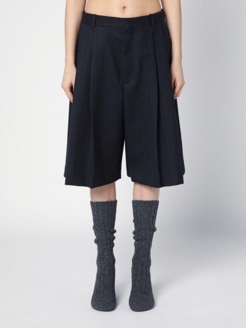 Bottega Veneta Wide black/blue melange wool bermuda shorts