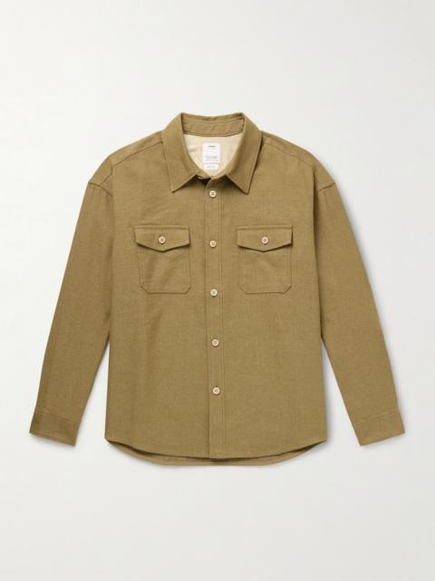 visvim Wool and Linen-Blend Overshirt Green
