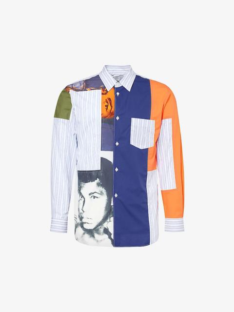 Muhammad Ali contrast-panel cotton-poplin shirt