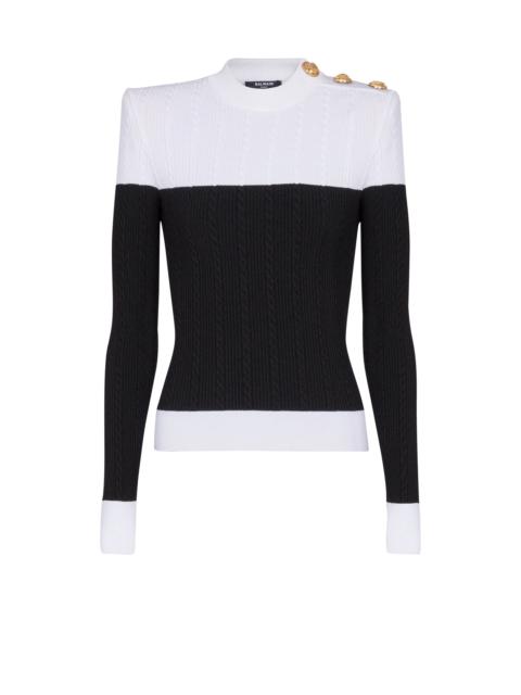 Balmain Long-sleeved two-tone knit top