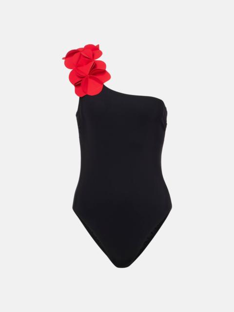 KARLA COLLETTO Tess floral-appliqué one-shoulder swimsuit