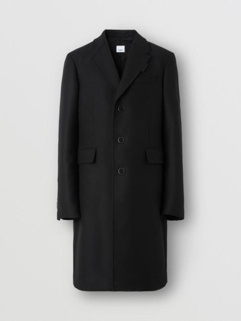 Burberry Label Appliqué Camel Hair Wool Tailored Coat