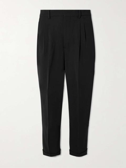 AMI Paris Tapered Cropped Pleated Twill Trousers