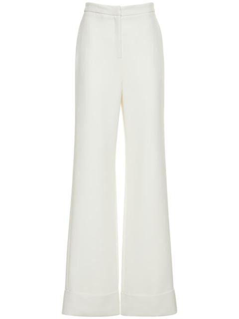 Cuffed crepe wide leg pants