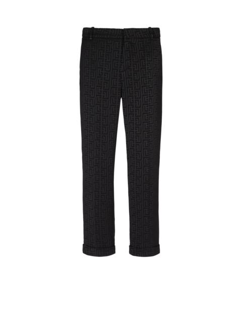 Monogrammed jacquard suit trousers