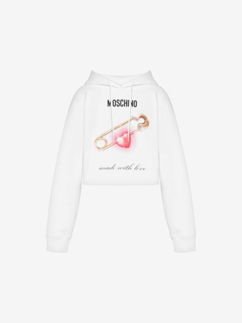 HEART SAFETY PIN CROPPED HOODIE