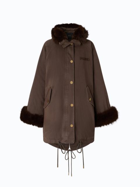 PINKO COTTON PARKA WITH FAUX FUR DETAILS