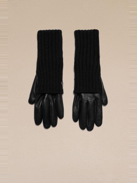 AMI Paris Long Knit And Leather Gloves