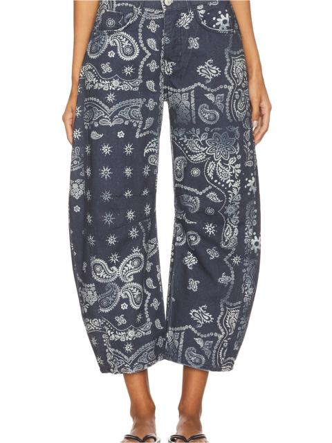 FREE PEOPLE x We The Free Good Luck Printed Barrel Jean