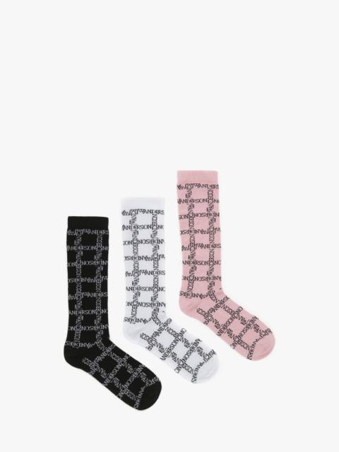 JW Anderson LONG SOCKS WITH LOGO GRID - BUNDLE