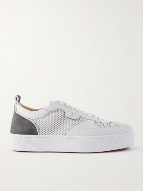 Happyrui Suede-Trimmed Perforated Leather Sneakers