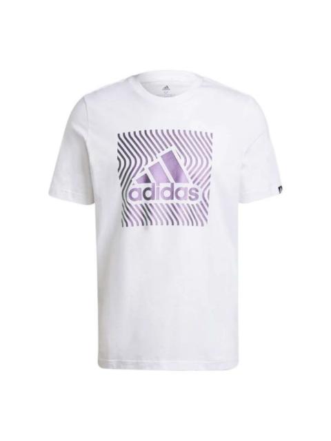 Men's adidas Chest Logo Printing Round Neck Short Sleeve White T-Shirt GS6279