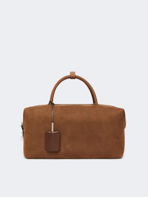 Max Mara HOLDALLLSUEDE Large nubuck leather Boston bag - COCOA