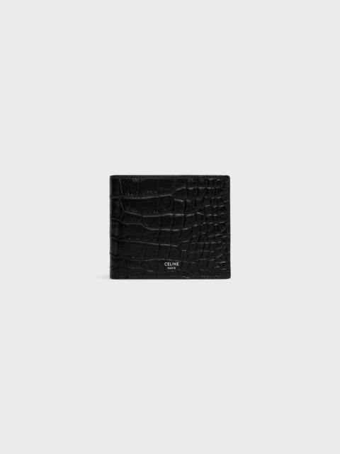 CELINE Bi-fold Wallet with Coin Compartment in Crocodile Embossed Calfskin