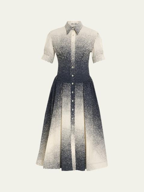 CHRISTOPHER JOHN ROGERS Halftone Wiggle Dot Cotton Shirtdress
