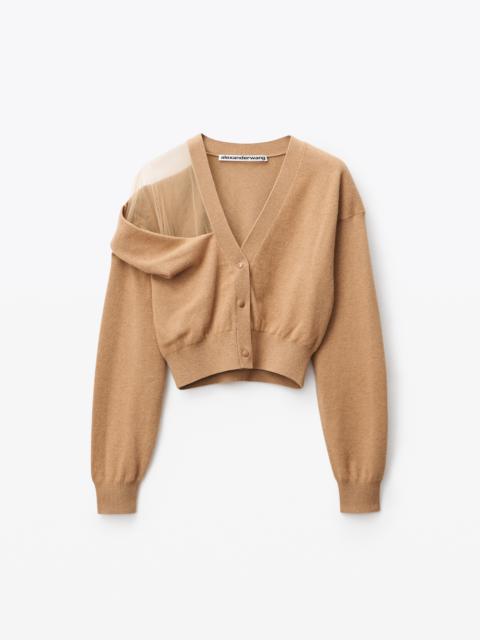 Alexander Wang CARDIGAN IN ILLUSION TULLE WOOL CASHMERE