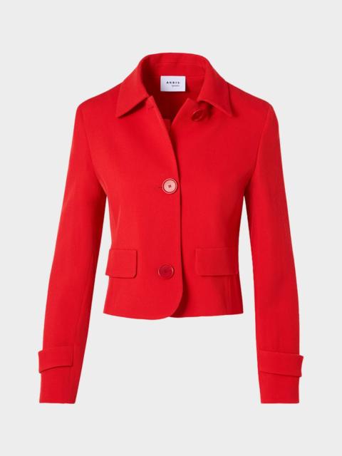 AKRIS Single-Breasted Wool Tricotine Boxy Jacket