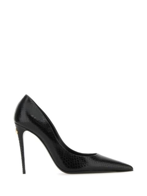 Dolce & Gabbana Dolce & Gabbana Croc-Embossed Patent Leather Pump — Black