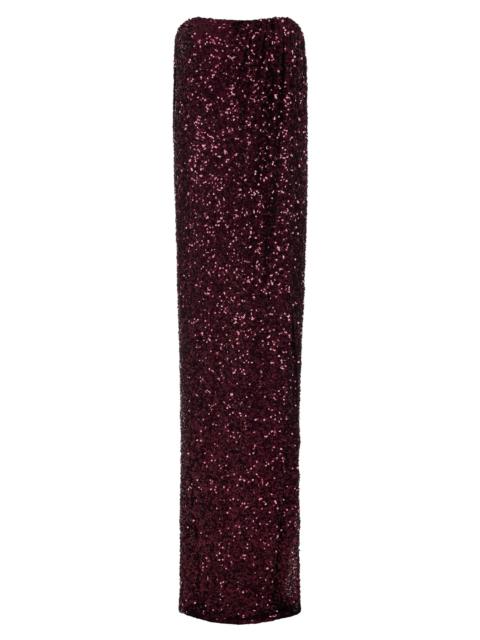 ELISABETTA FRANCHI Women's Sequined Strapless Column Gown - Merlot