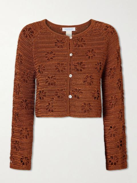 CALLE DEL MAR Cropped crocheted cardigan Brown