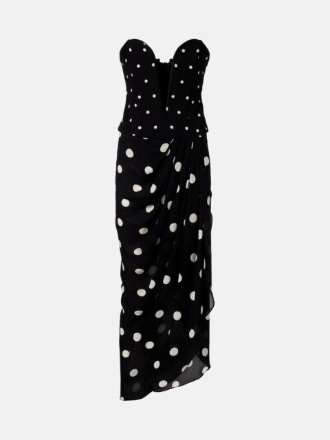 ADRIANA DEGREAS Polka-dot draped midi dress