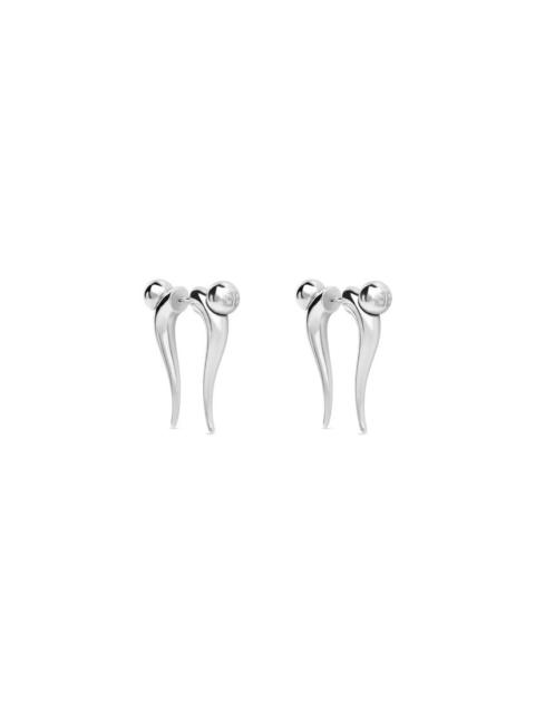 Force Double Horn Earrings  in Silver