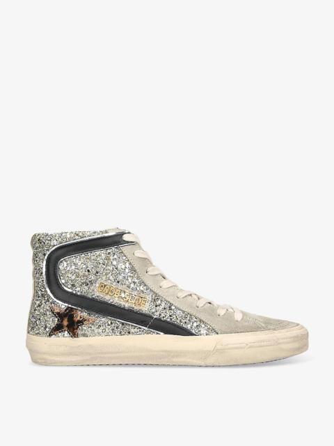 Slide 82515 glitter-embellished woven mid-top trainers