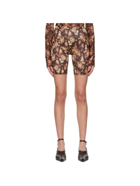 Brown Polyester Shorts