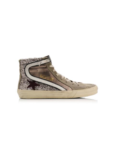 Golden Goose Slider Leather Sneakers silver