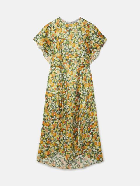 Stella McCartney Lemon Print Silk Midi Dress