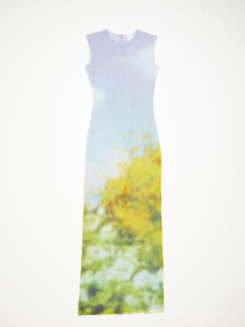 Sleeveless dress blurred print - Purple/yellow