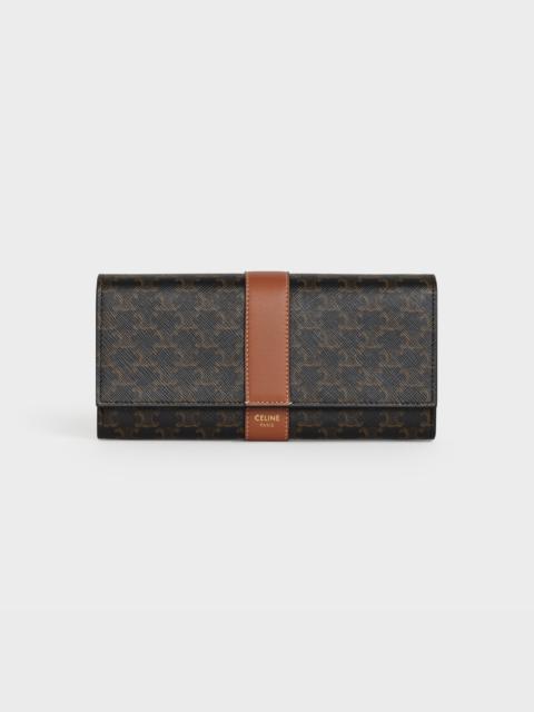 CELINE Large Flap Wallet in Triomphe Canvas and Lambskin