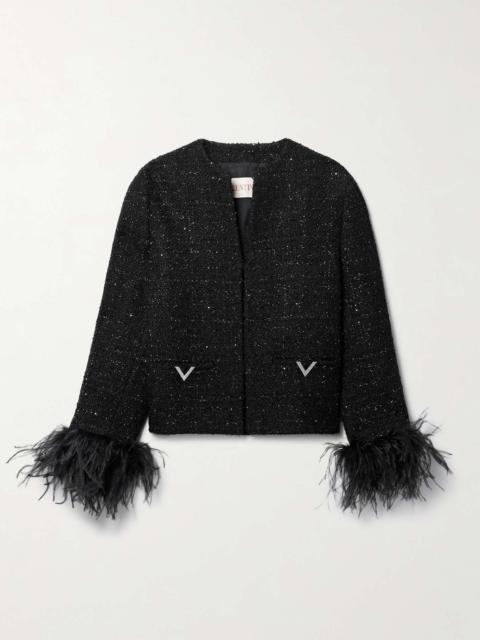 Valentino Embellished metallic bouclé-tweed jacket