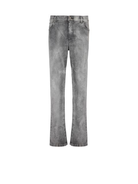 Grey denim regular-fit jeans