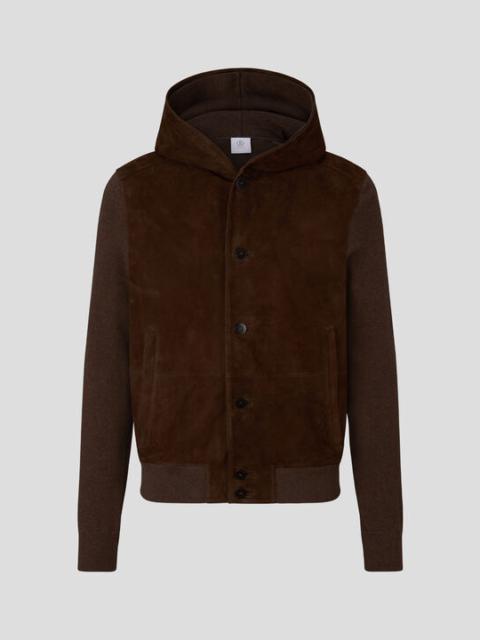 BOGNER Drax Leather knit jacket in Brown