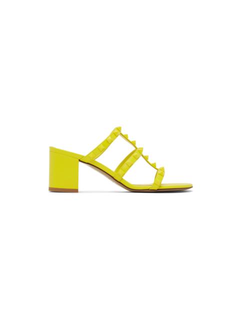 Yellow Rockstud Heeled Sandals